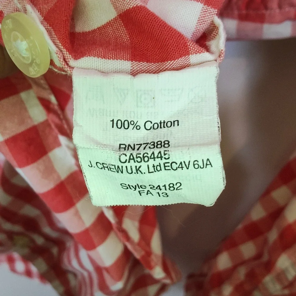 J.Crew Button-Down Shirt Men's Medium Red Checkered Long Sleeve